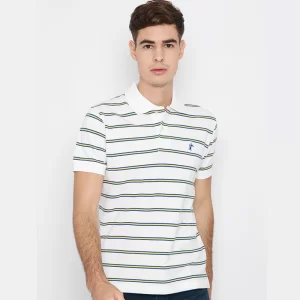 Polo Shirt Yarn Dyed - 100% fully combed Cotton - White Fine Navy Yellow  Stripe by Retailpolo
