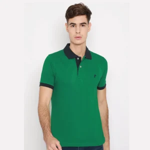 Polo-Shirt - Euro Compact Finished - 100% fully combed Cotton - Green Navy Collar by Retailpolo
