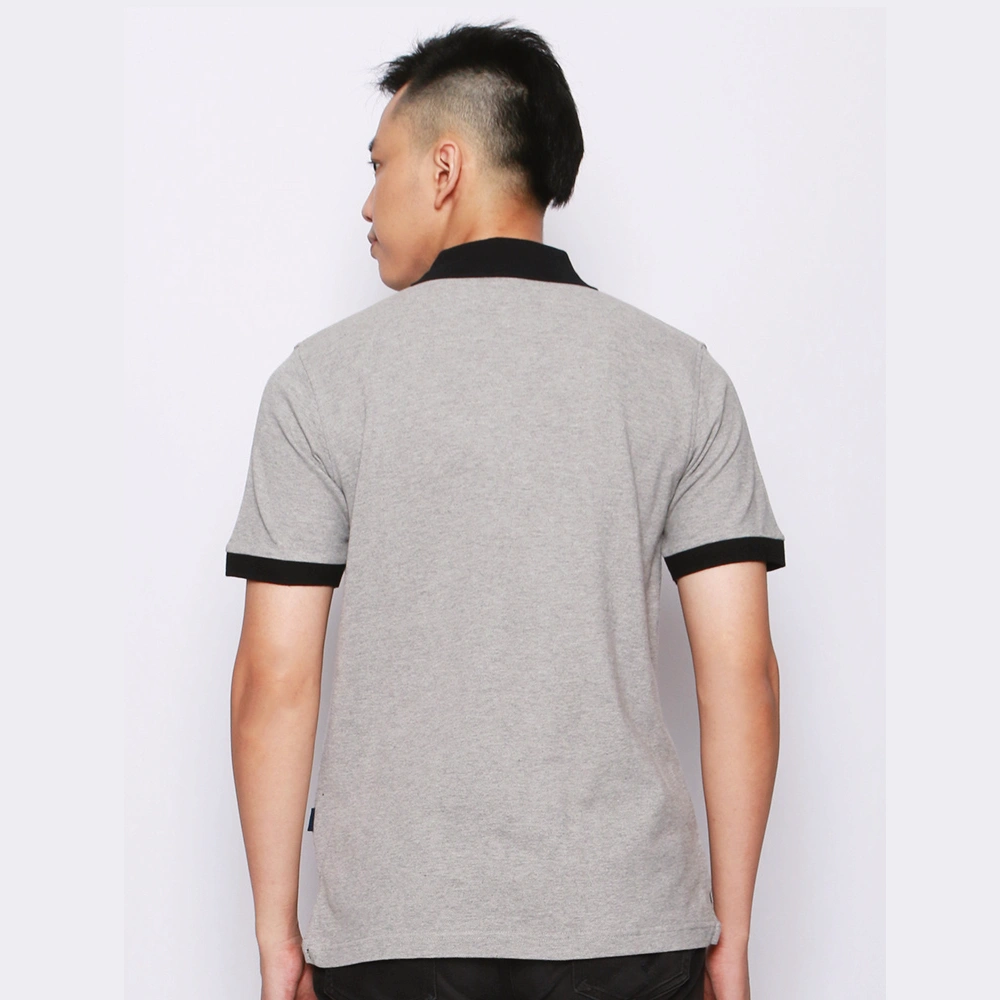 Polo-Shirt - Riched Cotton - Misty Grey with Contrast Black Collar by Retailpolo - Gambar 3