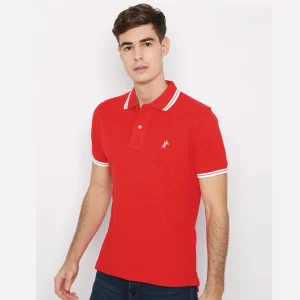 Polo-Shirt - Euro Compact Finished - 100% fully combed Cotton - Red Stripe Collar by Retailpolo