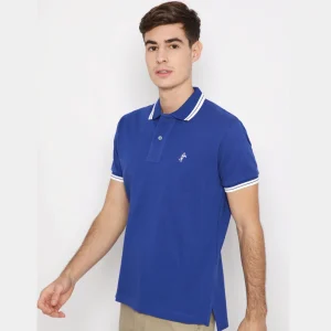 Polo-Shirt - Euro Compact Finished - 100% fully combed Cotton - Royal Blue Stripe Collar by Retailpolo