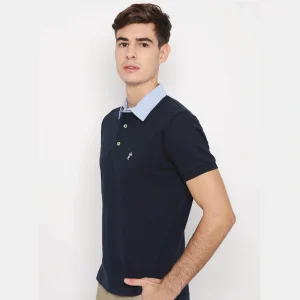 Polo-Shirt - Euro Compact Finished - 100% fully combed Cotton - Navy Oxford Collar by Retailpolo