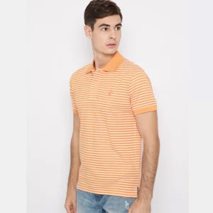 Polo Shirt Yarn Dyed - 100% fully combed Cotton - Orange White Stripe by Retailpolo