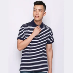 Polo-Shirt Yarn Dyed - 100% fully combed Cotton - Navy White Stripe by-Retailpolo