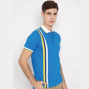 Polo-Shirt - Engeneering Stripe - 100% fully combed - Blue with Vertical Stripe by Retailpolo